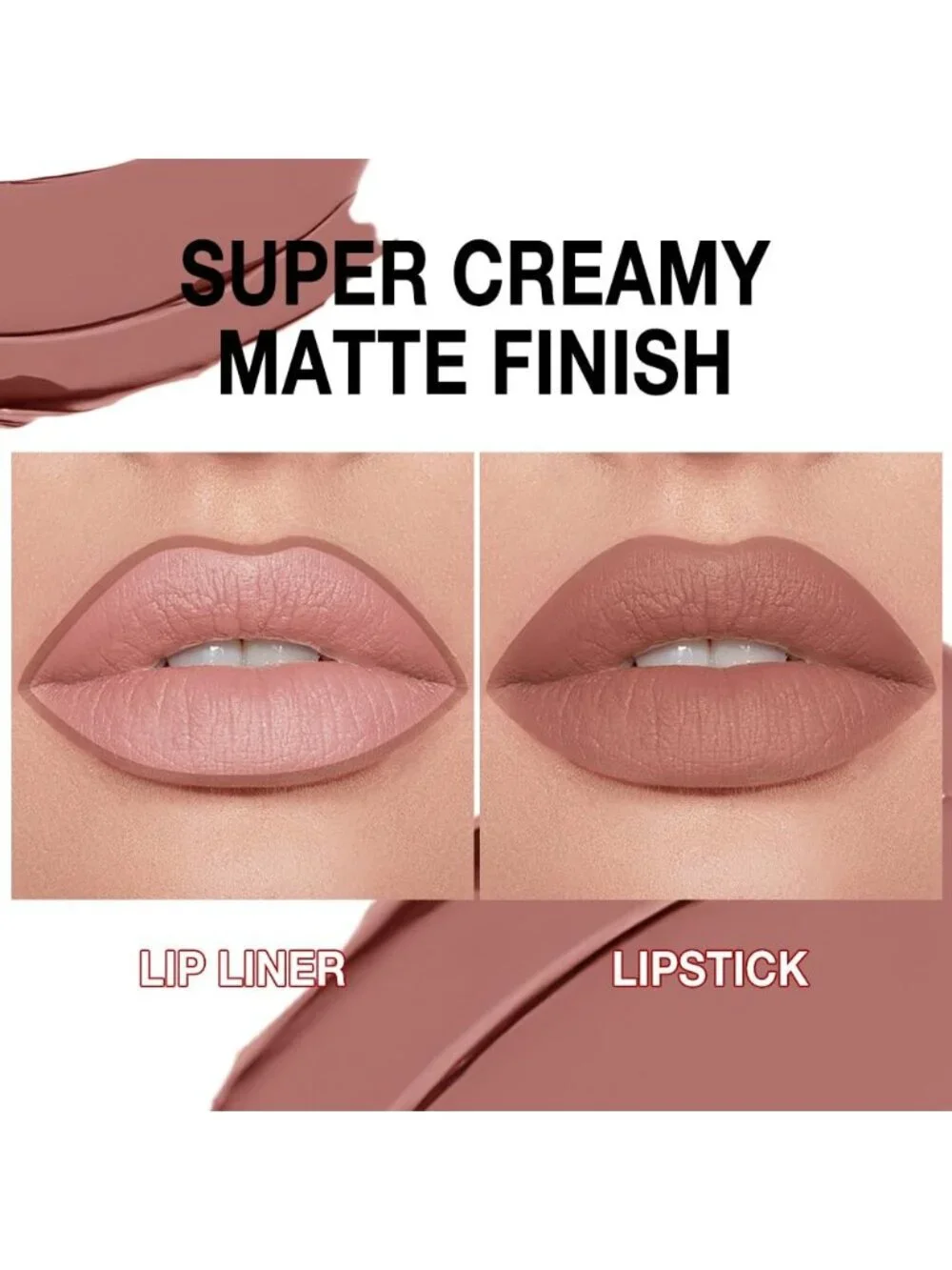 1Pcs-A01# Warm Brown Shimmery Metallic Cone-Tip Glitter Lipstick and Lip Liner
